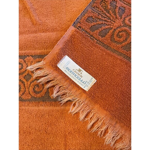 Vtg Cannon Monticello Santa Cruz Towel Cloth Set Burnt Orange Sculpted Fringe 4 - Picture 11 of 11